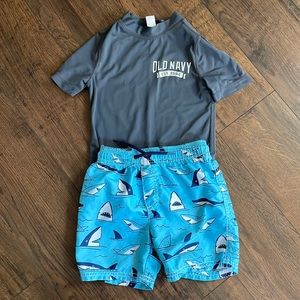 Old Navy swim shirt and Carters swim shorts